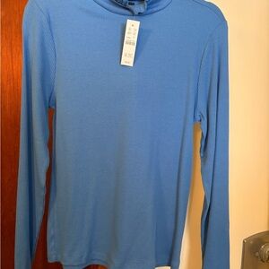 NWT J. Crew Stretch Ribbed Long Sleeve Top - Sky Blue